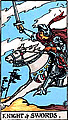 Cavaliere di Spade - Carta Diritta:  Militare. Vitalità. Resistenza. 