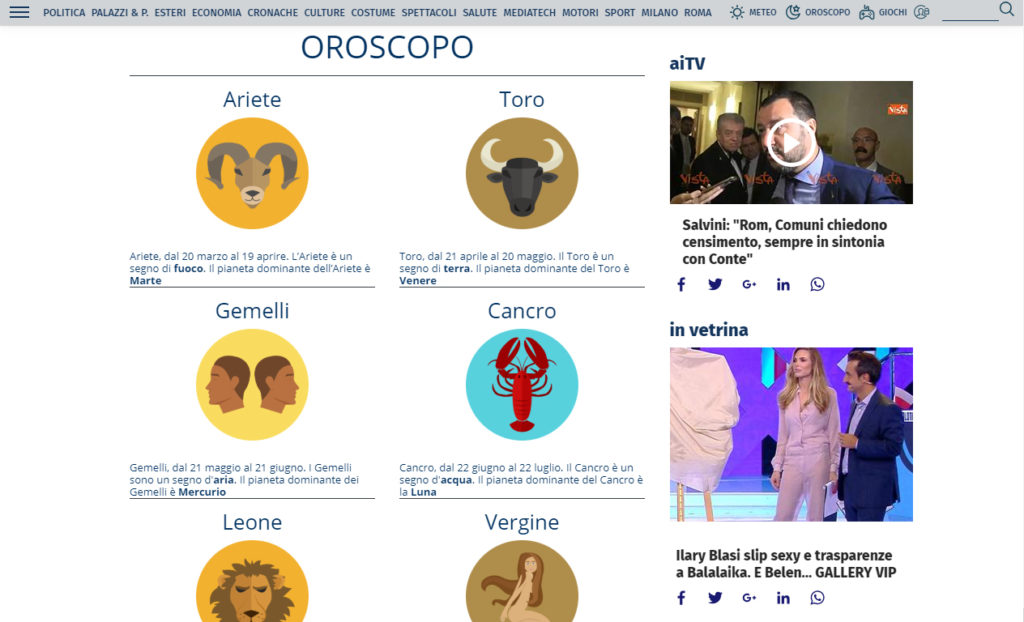 Oroscopo Gratis Affari Italiani
