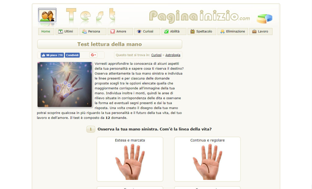 Test Lettura della Mano Gratis
