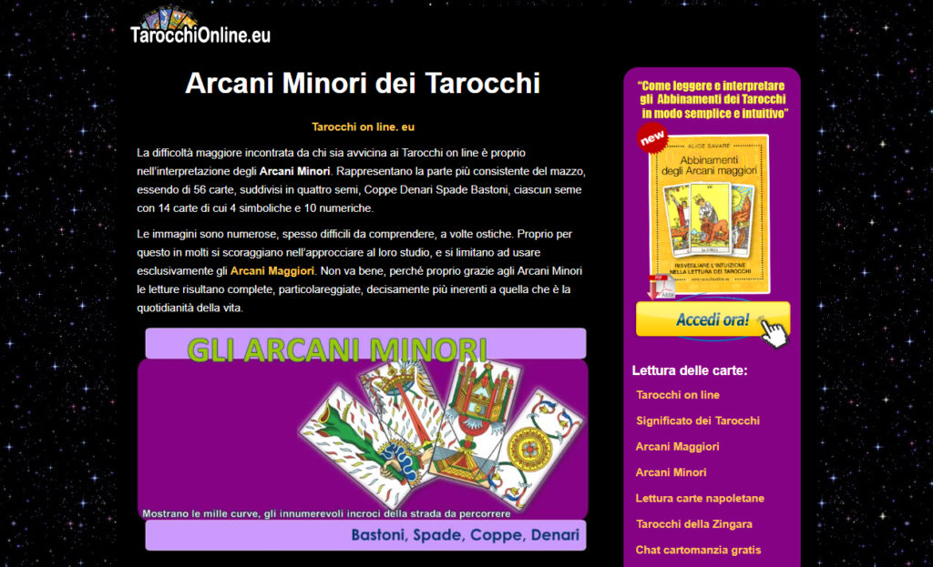 Arcani Minori dei Tarocchi Significato Gratis