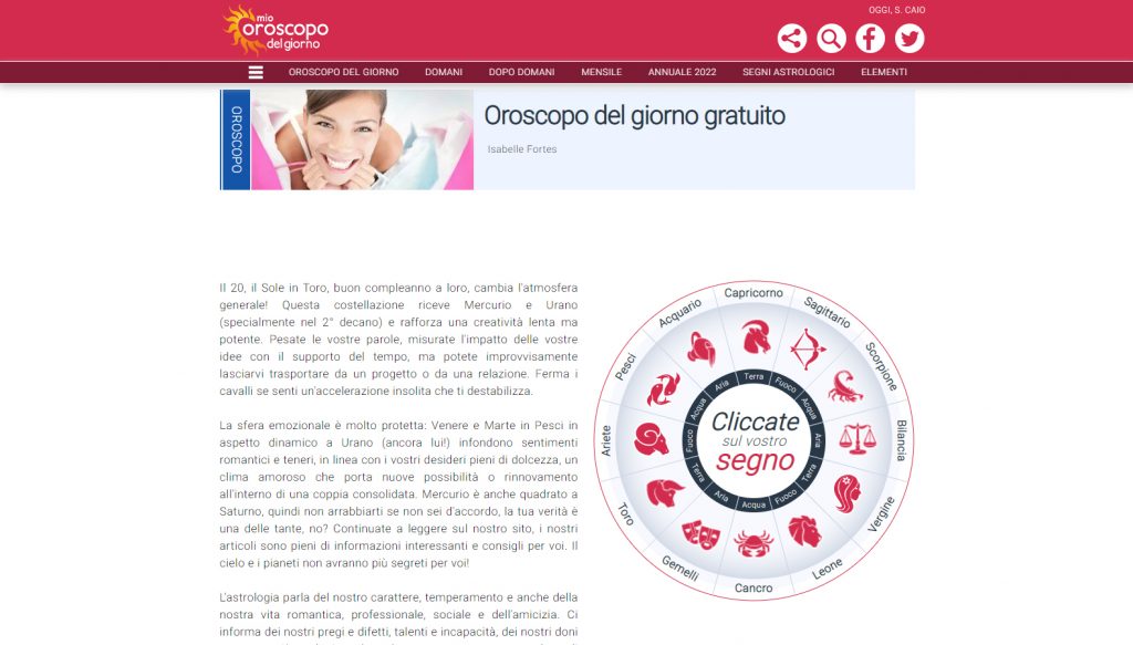 Il Mio Oroscopo del Giorno